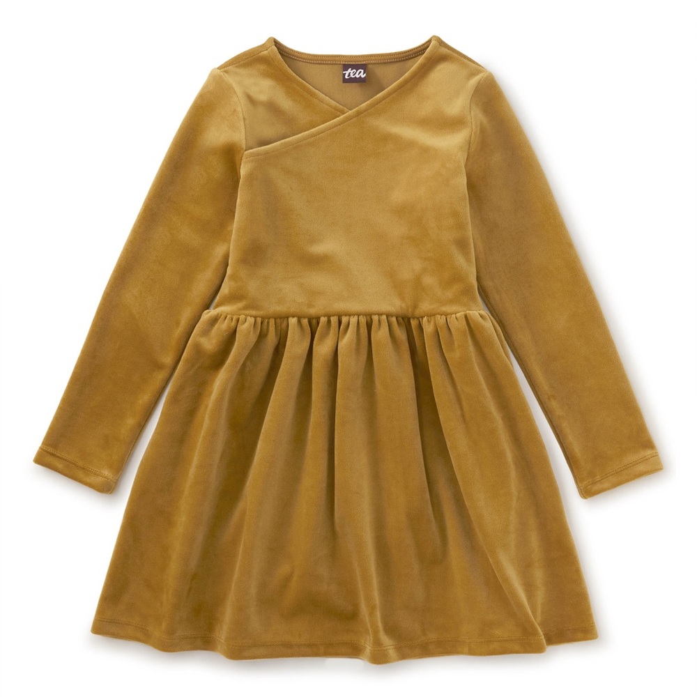 Tea Collection Chestnut Velour Wrap Neck Dress 7